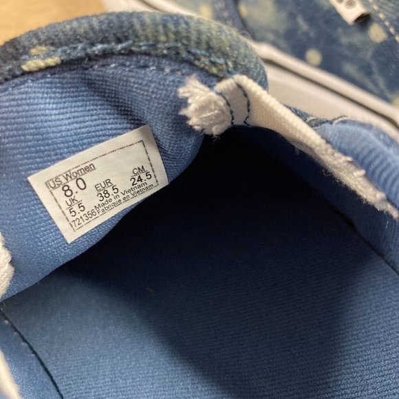 VANS NWT Asher Denim Polka Dot Platform Moonlight Blue Shoes Womens Size 8 - Picture 3 of 7